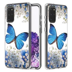 huismerk Voor Galaxy S20+ 2 in 1 PC + TPU-kaartpatroon transparante beschermhoes (blauwe vlinder)