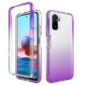 huismerk For Xiaomi Redmi Note 10 High Transparency Two-color Gradual Change PC+TPU Phone Case(Purple)