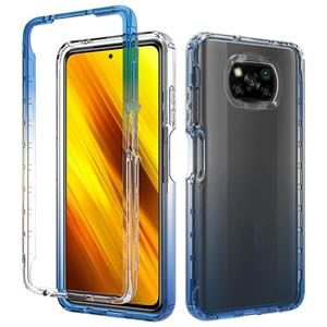 huismerk For Xiaomi Poco X3 NFC High Transparency Two-color Gradual Change PC+TPU Phone Case(Blue)