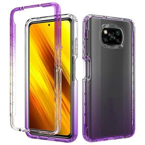 huismerk For Xiaomi Poco X3 NFC High Transparency Two-color Gradual Change PC+TPU Phone Case(Purple)