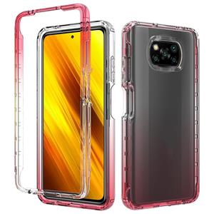 huismerk For Xiaomi Poco X3 NFC High Transparency Two-color Gradual Change PC+TPU Phone Case(Red)