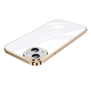 Sulada Diamond Lens Protector Plated Frosted Case voor iPhone 13 (Goud)