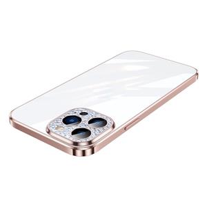 Sulada Diamond Lens Protector Plated Frosted Case voor iPhone 13 Pro (Pink)