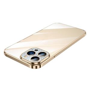 Sulada Diamond Lens Protector Plated Frosted Case voor iPhone 13 Pro (Gold)