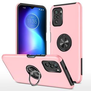 huismerk Voor Xiaomi Redmi Note 10 4G PC + TPU-schokbestendige Magnetische telefoonhoes met onzichtbare ringhouder (ROSE GOUD)