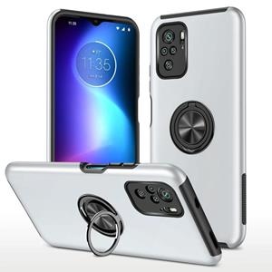 huismerk Voor Xiaomi Redmi Note 10 4G PC + TPU-schokbestendige magnetische telefoonhoes met onzichtbare ringhouder