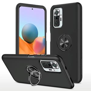 huismerk Voor Xiaomi Redmi Note 10 Pro PC + TPU-schokbestendige magnetische telefoonhoes met onzichtbare ringhouder