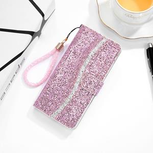 huismerk Voor Samsung Galaxy S9 Plus Glitter Powder Horizontale Flip Lederen case met kaartslots & houder & lanyard(roze)