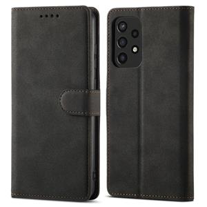 huismerk Voor Samsung Galaxy A72 5G / 4G Frosted Anti-Diefstal Borstel Horizontale Flip Lederen Case met Houder & Card Slots & Portemonnee (Zwart)