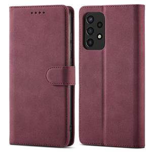 huismerk Voor Samsung Galaxy A72 5G / 4G Frosted Anti-Diefstal Borstel Horizontale Flip Lederen Case met Houder & Card Slots & Portemonnee (Wijnrood)