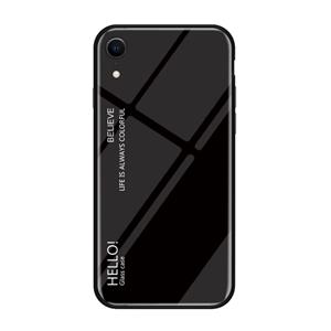 Huismerk Verlopende kleur glas Case voor iPhone XR (zwart)