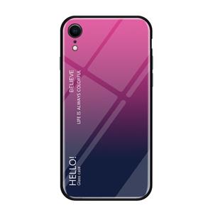 Huismerk Kleurovergang glas Case voor iPhone XR (magenta)