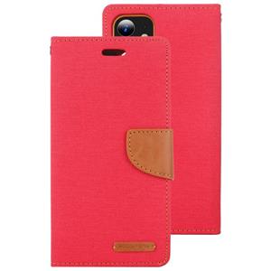 Voor iPhone 12 GOOSPERY CANVAS DAGBOEK Kruistextuur Horizontale flip lederen hoes met kaartslots & portemonnee & houder(rood)