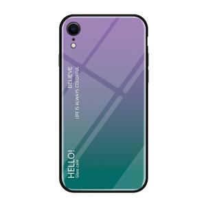 Huismerk Kleurovergang glas Case voor iPhone XR (paars)