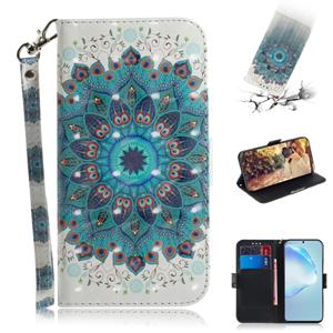 huismerk Voor Galaxy S20+ 3D Formula Pattern Magnetic Attraction Horizontale Flip Lederen Kast met Lanyard Support Holder & Card Slot & Wallet(Peacock Wreath)