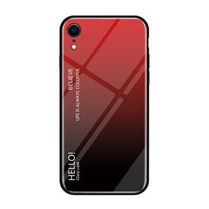 huismerk Kleurovergang glas Case voor iPhone XR (rood)