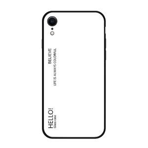 Huismerk Gradiënt kleur glas Case voor iPhone XR (wit)