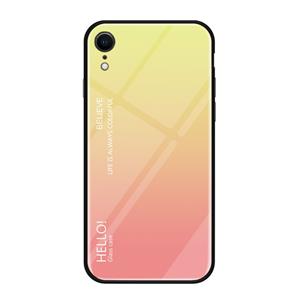 Huismerk Kleurovergang glas Case voor iPhone XR (geel)