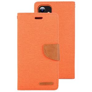 Voor iPhone 12 GOOSPERY CANVAS DAGBOEK Kruistextuur Horizontale flip lederen hoes met kaartslots & portemonnee & houder(oranje)