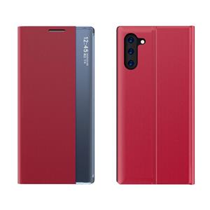 huismerk Voor Galaxy Note 10 Side Display Magnetic Horizontal Flip Plain Texture Cloth + PC Case met Holder & Sleep / Wake-up Function(Red)