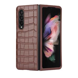 huismerk Voor Samsung Galaxy Z Fold3 5G Bamboo Textuur Telefoon Case (Brown)