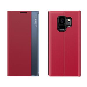 huismerk Voor Galaxy S9 Side Display Magnetic Horizontal Flip Plain Texture Cloth + PC Case met Holder & Sleep / Wake-up Function(Red)