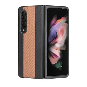 huismerk Voor Samsung Galaxy Z Fold3 5G Litchi Texture + Carbon Fiber Phone Case (Black)