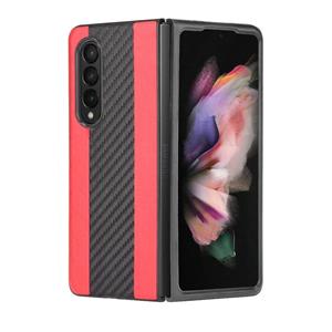 huismerk Voor Samsung Galaxy Z Fold3 5G Litchi Texture + Carbon Fiber Phone Case