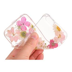 Huismerk Voor iPhone 6 Plus & 6s Plus Epoxy druipend ingedrukt echte gedroogde bloem zachte transparante TPU beschermhoes