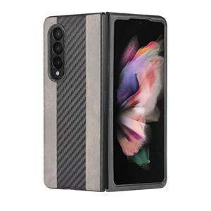 huismerk Voor Samsung Galaxy Z Fold3 5G Litchi Texture + Carbon Fiber Phone Case