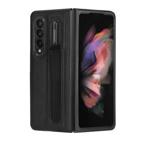 huismerk Voor Samsung Galaxy Z Fold3 5G vintage textuur telefoonhoesje met pen slot