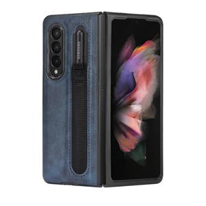 huismerk Voor Samsung Galaxy Z Fold3 5G Vintage Textuur Telefoonhoesje met Pen Slot