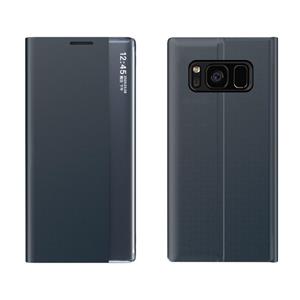 huismerk Voor Galaxy S10 Side Display Magnetic Horizontal Flip Plain Texture Cloth + PC Case met Holder & Sleep / Wake-up Function(Donkerblauw)