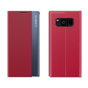 huismerk Voor Galaxy S10 Side Display Magnetic Horizontal Flip Plain Texture Cloth + PC Case met Holder & Sleep / Wake-up Function(Red)