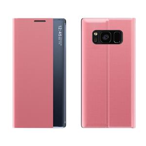 huismerk Voor Galaxy S10 Plus Side Display Magnetic Horizontal Flip Plain Texture Cloth + PC Case met Holder & Sleep / Wake-up Function(Pink)