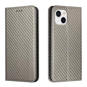 huismerk Koolstofvezel textuur flip houder lederen telefooncase voor iphone 13 mini