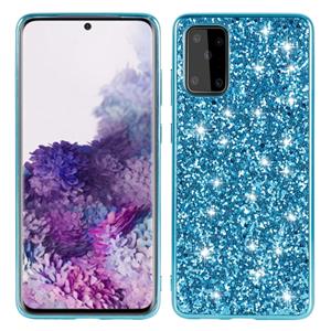 huismerk Voor Galaxy S20 Plating Glittery Powder Shockproof TPU beschermhoes (Blauw)