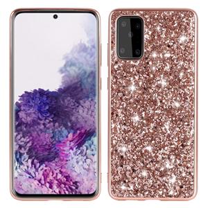 huismerk Voor Galaxy S20 Plating Glittery Powder Shockproof TPU beschermhoes (Rose Gold)