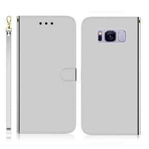 huismerk Voor Galaxy S8 Imitated Mirror Surface Horizontal Flip Leather Case met Holder & Card Slots & Wallet & Lanyard(Silver)