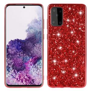 huismerk Voor Galaxy S20 Plating Glittery Powder Shockproof TPU beschermhoes (Rood)