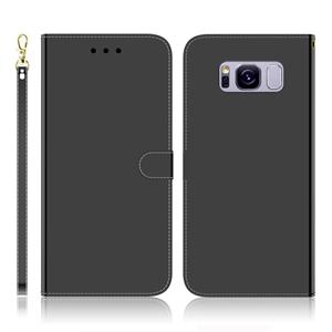 huismerk Voor Galaxy S8 Imitated Mirror Surface Horizontal Flip Leather Case met Holder & Card Slots & Wallet & Lanyard(Black)