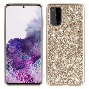 huismerk Voor Galaxy S20 Plating Glittery Powder Shockproof TPU beschermhoes (Goud)