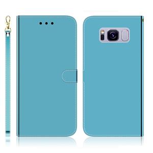 huismerk Voor Galaxy S8 Imitated Mirror Surface Horizontal Flip Leather Case met Holder & Card Slots & Wallet & Lanyard(Blue)