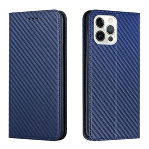 huismerk Koolstofvezel textuur flip houder lederen telefooncase voor iphone 13 pro max