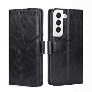 huismerk Voor Samsung Galaxy S22 + 5G Geometrische Stiksels Horizontale Flip Leren Case met Houder & Card Slots & Portemonnee (Zwart)