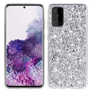 huismerk Voor Galaxy S20 Plating Glittery Powder Shockproof TPU beschermhoes (Zilver)