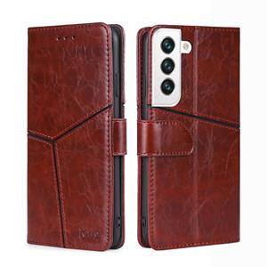 huismerk Voor Samsung Galaxy S22 + 5G Geometrische Stiksels Horizontale Flip Lederen Case met Houder & Card Slots & Portemonnee