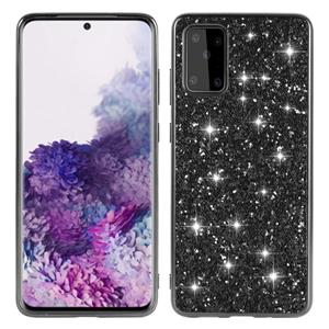 huismerk Voor Galaxy S20+ Plating Glittery Powder Shockproof TPU Beschermhoes (Zwart)