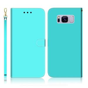 huismerk Voor Galaxy S8+ Geïmiteerd spiegeloppervlak horizontale flip lederen hoes met Houder & Card Slots & Wallet & Lanyard(Mint Green)