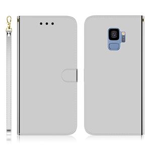 huismerk Voor Galaxy S9 Imitated Mirror Surface Horizontal Flip Leather Case met Holder & Card Slots & Wallet & Lanyard(Silver)